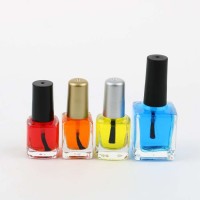 Transparent  High Quality  6ml 7ml 15ml Square Shape Empty Nail Polish Glass Bottle With Brush